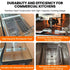 Four-panel collage displaying the durable 304 stainless steel construction of the TS-EF321 electric fryer commercial unit.