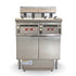 Straight front view of the TS-EF413 4-vat commercial deep fryer electric, equipped with dual 14.3kW heating systems for high-volume restaurants.