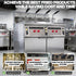 Core features of the TS-EF413 freestanding commercial electric fryer, highlighting independent 4-vat control, zero-skill operation, and a built-in oil filtration system.