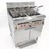 Front angled view of the Tenshine TS-EF413 large commercial electric fryer, featuring 4 independent vats and heavy-duty stainless steel construction.