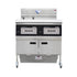 Clear front view of the TS-GF302 commercial gas deep fryer for sale, featuring a heavy-duty double vat configuration designed for maximum LPG and LNG fuel efficiency.