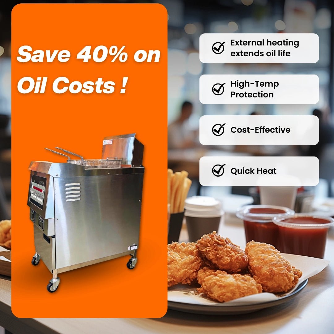 Chart demonstrating how the TS-GF321 commercial gas deep fryer achieves high ROI by reducing daily oil usage by up to 40 percent.