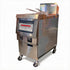Left side profile of the TS-GF321 commercial gas fryer highlighting its ergonomic design and heavy-duty casters.