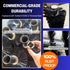 Close-up details of the Tenshine heavy-duty sifter core, highlighting the verified SUS304 stamp for 100 percent rust proof durability and thickened steel tubes.